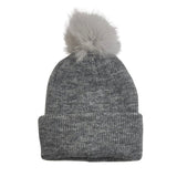 MOHAIR BEANIE WITH FUR POMPOM