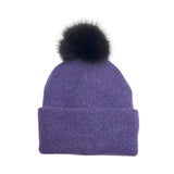 MOHAIR BEANIE WITH FUR POMPOM