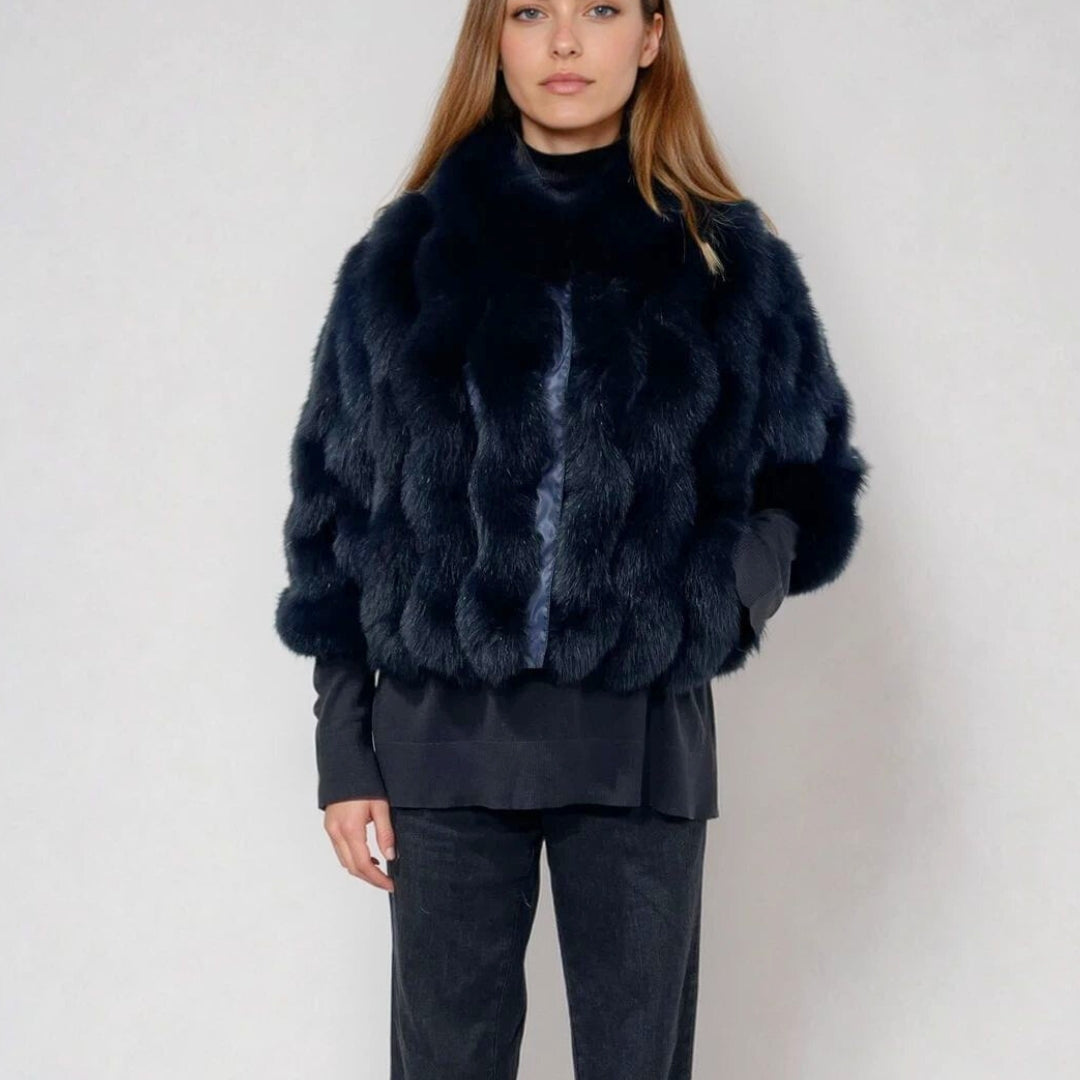 REVERSIBLE FUR JACKET WITH CROPPED SLEEVES