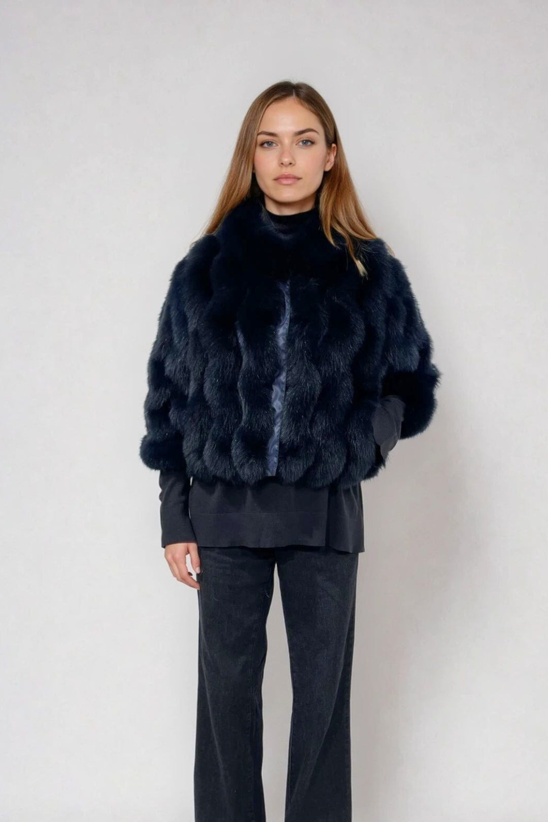 REVERSIBLE FUR JACKET WITH CROPPED SLEEVES – Gemmifinland