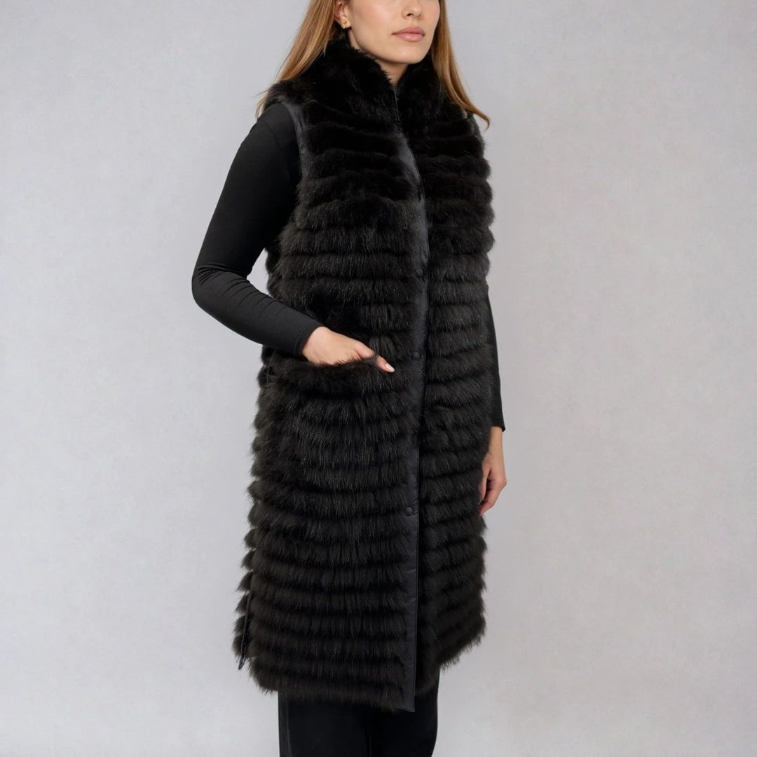 REVERSIBLE FUR VEST WITH COLLAR
