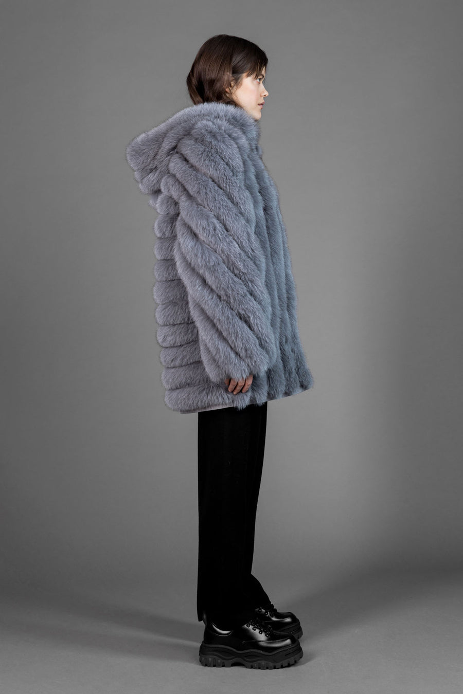 REVERSIBLE FUR COAT WITH SLEEVE DETAIL