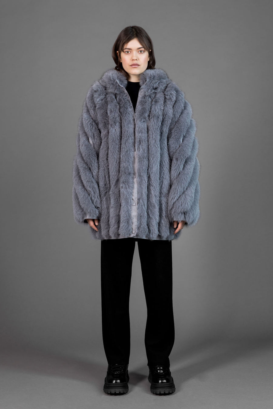 REVERSIBLE FUR COAT WITH SLEEVE DETAIL