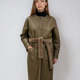 SHEARLING COAT WITH BELT