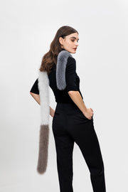 Long fox fur scarf in three colors.  Designed and Made in Finland