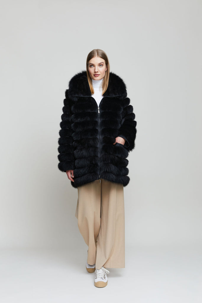Women's black fur coat
