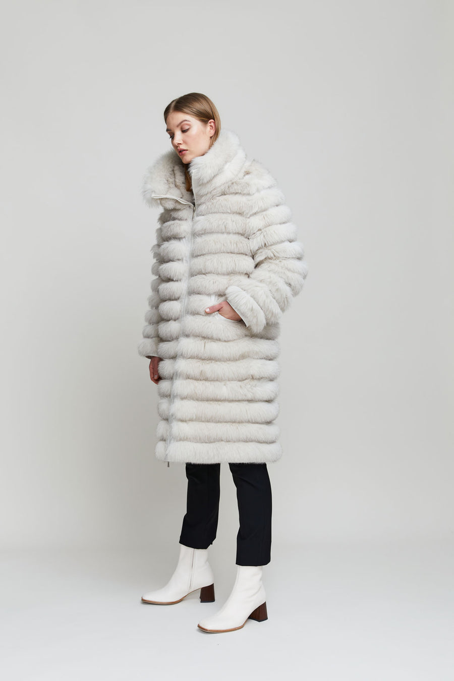 Gemmi reversible women's fox fur coat in a contemporary design