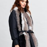 Big scarf in multi-coloured fox fur with an asymmetric pattern. 