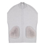 A knitted classical merino vest with large fox fur pockets