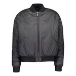 a reversible light black bomber jacket with fox fur 