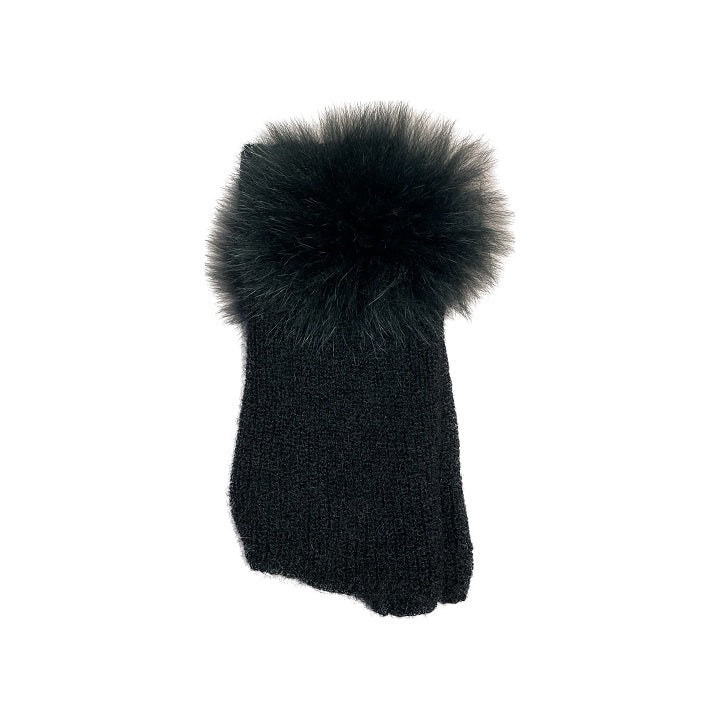 Fingerless gloves with fur details in black