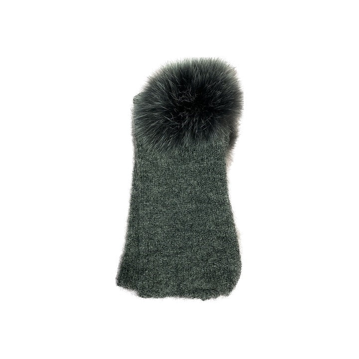 Fingerless gloves with fur details in dark grey