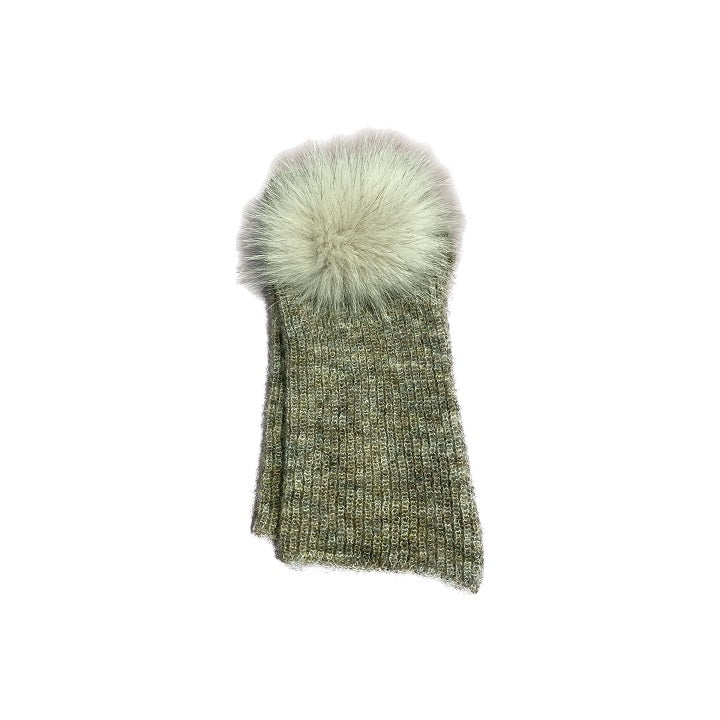 Fingerless gloves with fur details in beige