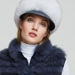 Fox fur hat with Small leather visor