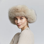 A unisex traditional fox fur trapper hat