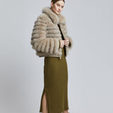 Lady-modelling-reversible-fox-fur-jacket