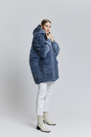 Reversible fox fur jacket Oversized round shape