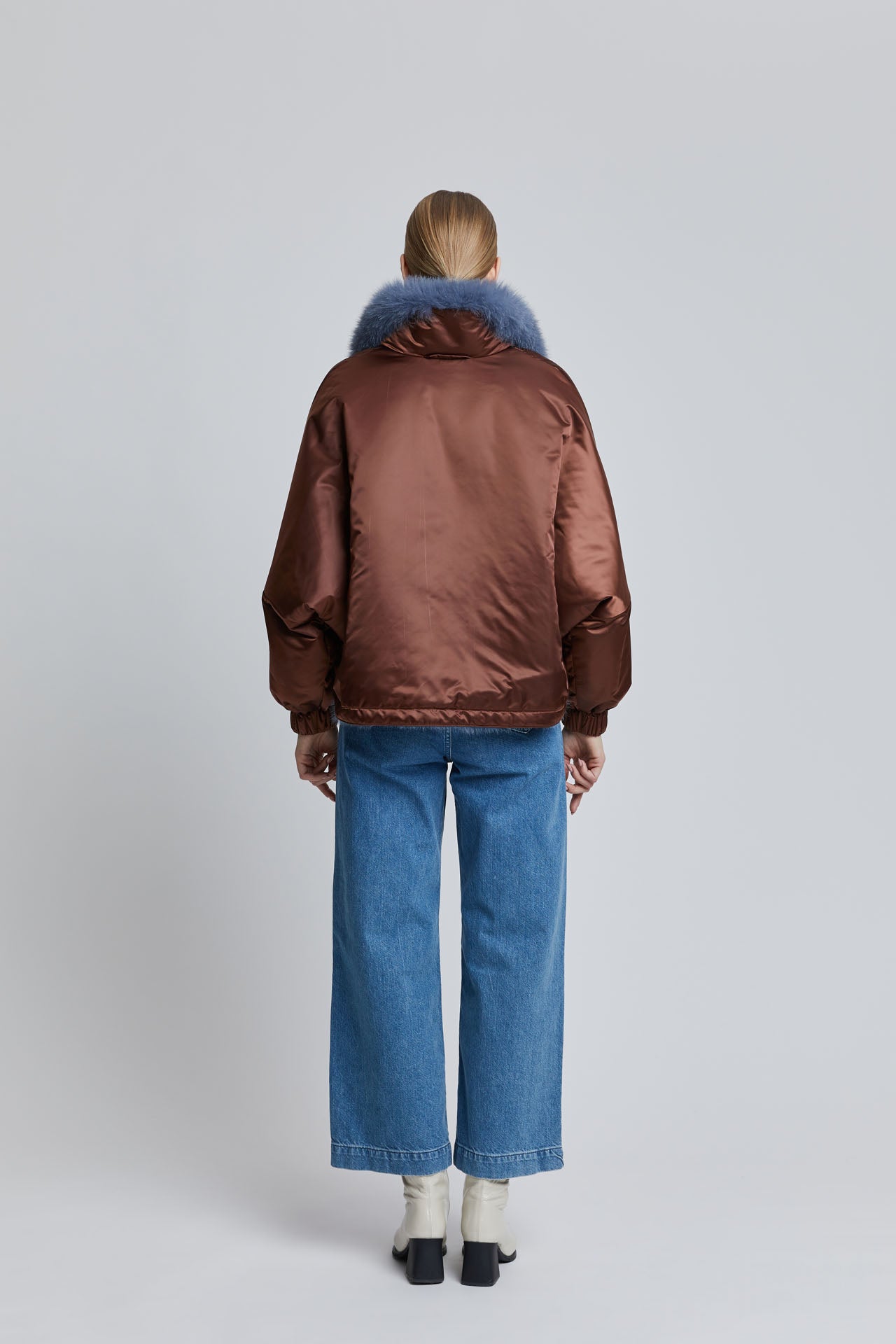 Reversible fox fur jacket with hood Extra wide model 