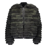 A green and black fox fur bomber jacket made in Finland  