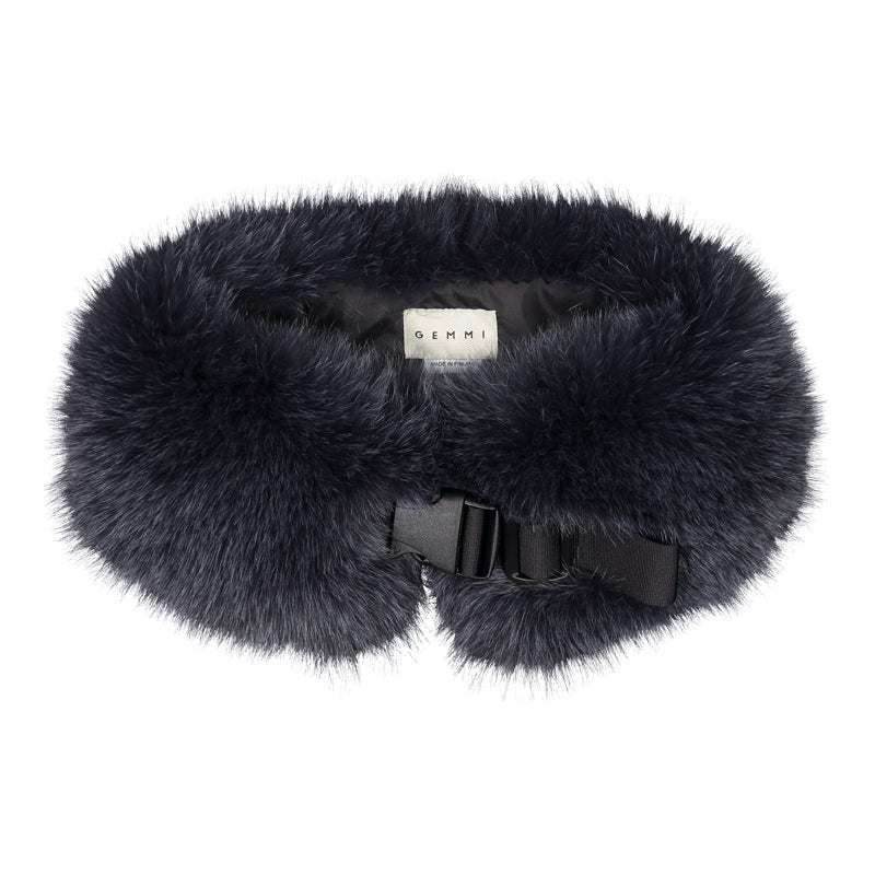 Black Fox fur collar with adjustable webbing