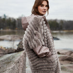 Gemmi reversible women's fox fur coat in an contemporary, oversized design 