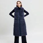 Women's Reversible fox fur vest Straight but slightly wider at the hem