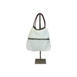 Merino lamb skin shopper with leather handles