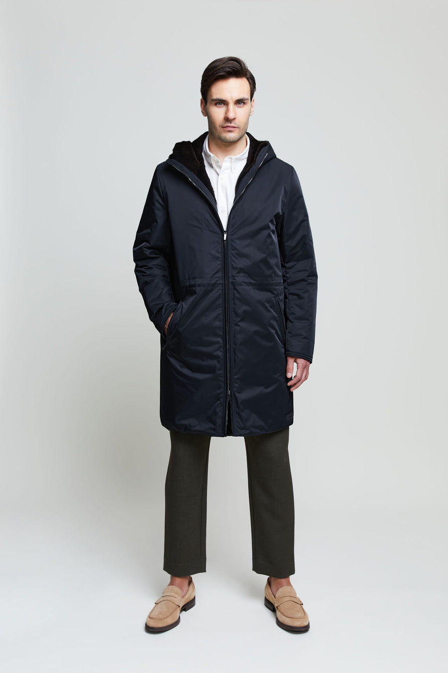 Parka with fur lining Straight model with slim fit