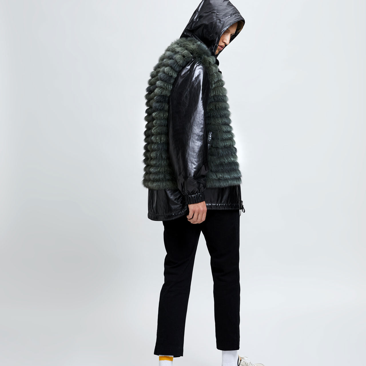 Men's black fur coat